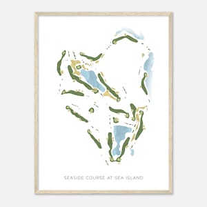 Küstenkurs auf Seeinsel, Georgia - Moderne Aquarell Landkarte | Golfer Geschenk, Golf Wandkunst, Golf Poster Druck, Platz Layout