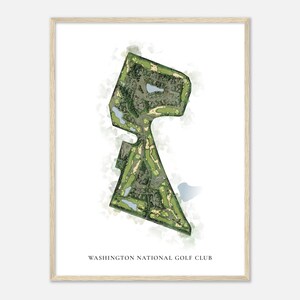 Washington National Golf Club, Washington - Klassische Aquarell Landkarte | Golfer Geschenk, Golf Wandkunst, Golf Poster Druck, Platz Layout