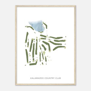 Kalamazoo Country Club, Michigan - Mappa acquerello moderna / Regalo per golfista, Arte da parete per il golf, Stampa poster di golf, Layout del campo