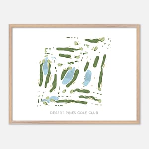 Desert Pines Golf Club à Las Vegas, Nevada - Carte aquarelle moderne | Cadeau golfeur, oeuvre d'art murale de golf, impression d'affiche de golf, aménagement du parcours