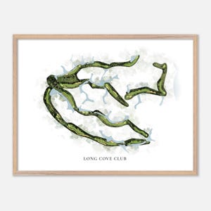 Long Cove Club à Hilton Head Island, Caroline du Sud - Carte aquarelle classique | Cadeau golfeur, oeuvre d'art murale de golf, impression d'affiche de golf, aménagement du parcours