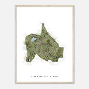 Sierra Sage Golfbaan, Nevada - Klassieke aquarelkaart | Golfer cadeau, golf kunst aan de muur, golf poster print, baanindeling