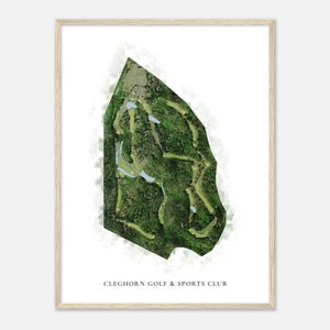 Cleghorn Golf & Sports Club, North Carolina - Klassische Aquarell Karte | Golfer Geschenk, Golf Wandkunst, Golf Poster Druck, Platz Layout