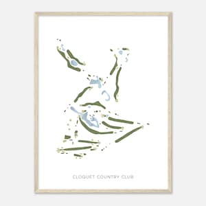 Cloquet Country Club, Minnesota - Mappa acquerello moderna / Regalo per golfista, Arte da parete per golf, Stampa poster di golf, Layout del campo