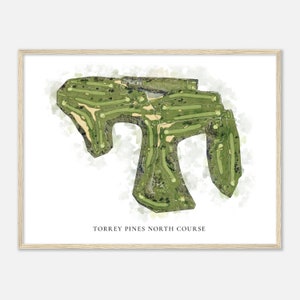 Torrey Pines North Course, California - Mapa clásico de acuarela / Regalo de golfista, Arte de pared de golf, Impresión de carteles de golf, Diseño del campo