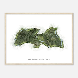 Teravista Golf Club, Texas - Classic Watercolor Map | Golfer Gift, Golf Wall Art, Golf Poster Print, Course Layout