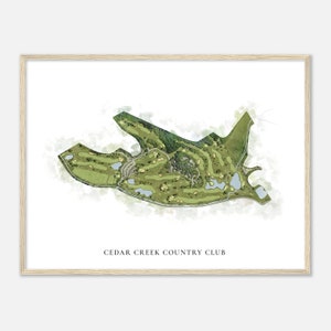 Cedar Creek Country Club, Wisconsin - Klassische Aquarell Landkarte | Golfer Geschenk, Golf Wandkunst, Golf Poster Druck, Platz Layout