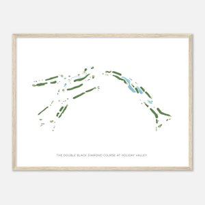 De Double Black Diamond-baan in Holiday Valley, New York - Moderne aquarelkaart | Golfer cadeau, golf kunst aan de muur, golf poster print