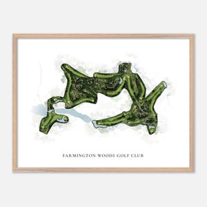Farmington Woods Golf Club in Avon, Conneticut - Klassische Aquarell Karte | Golfer Geschenk, Golf Wandkunst, Golf Poster Druck, Platz Layout