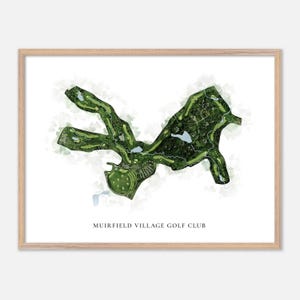 Muirfield Village Golf Club in Dublin, Ohio - Klassische Aquarell Landkarte | Golfer Geschenk, Golf Wandkunst, Golf Poster Druck, Platz Layout