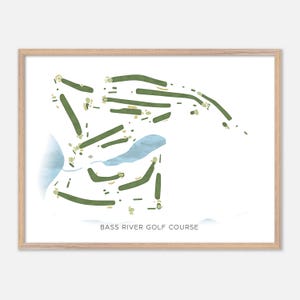 Bass River Golf Platz in South Yarmouth, Massachusetts - Moderne Aquarell Landkarte | Golfer Geschenk, Golf Wandkunst, Golf Poster Druck