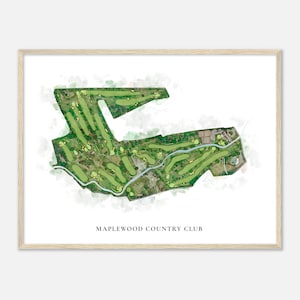Maplewood Country Club, New Jersey - Mappa classica dell'acquerello / Regalo per golfisti, Arte da parete per il golf, Stampa poster di golf, Layout del campo