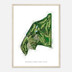 Waverly Oaks Golf Club, Massachusetts - Klassische Aquarell Karte | Golfer Geschenk, Golf Wandkunst, Golf Poster Druck, Platz Layout