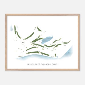 Blue Lakes Country Club a Twin Falls, Idaho - Mappa moderna ad acquerello / Regalo per golfisti, Arte murale per golf, Stampa poster per golf, Layout del campo