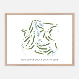 York Downs Golf & Country Club a , Canada - Mappa moderna ad acquerello / Regalo per golfisti, Arte murale per golf, Stampa poster per golf, Layout del campo