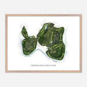 Crossgates Golf Club in Millersville, Pennsylvania: klassieke aquarelkaart | Golfcadeau, golfmuurkunst, golfposterprint