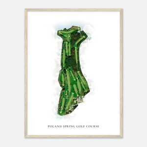Poland Spring Golf Course, Maine - Carte classique à l'aquarelle | Cadeau golfeur, oeuvre d'art murale de golf, impression d'affiche de golf, aménagement du parcours