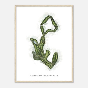 Hallcheck Country Club, Kansas - Klassische Aquarell-Karte | Golfer Geschenk, Golf Wandkunst, Golf Poster Druck, Platz Layout
