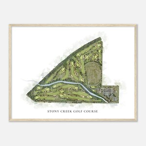 Stony Creek Golf Club, Illinois - Klassische Aquarell Karte | Golfer Geschenk, Golf Wandkunst, Golf Poster Druck, Platz Layout