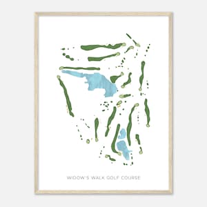Widow's Walk Golf Course, Massachusetts - Moderne aquarelkaart | Golfer cadeau, golf kunst aan de muur, golf poster print, baanindeling