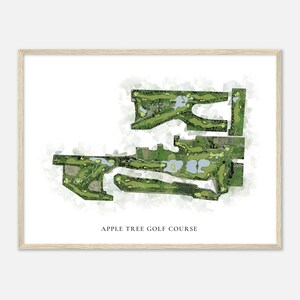 Apple Tree Golf Club, Washington - Klassische Aquarell Karte | Golfer Geschenk, Golf Wandkunst, Golf Poster Druck, Platz Layout
