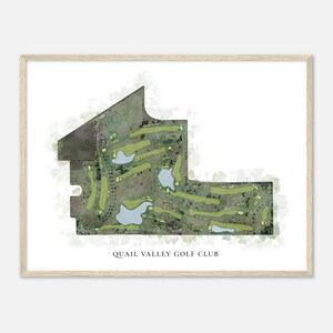 Quail Valley Golf Club, Oregon - Klassieke aquarelkaart | Golfer cadeau, golf kunst aan de muur, golf poster print, baanindeling