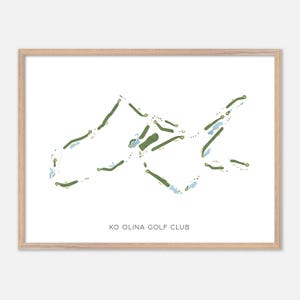 Ko Olina Golf Club in Kapolei, Hawaii - Moderne Aquarell Landkarte | Golfer Geschenk, Golf Wandkunst, Golf Poster Druck, Platz Layout