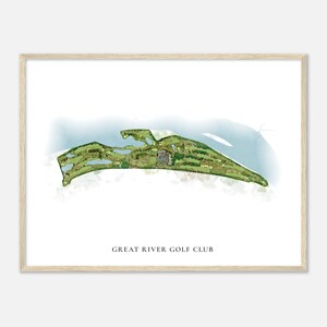 Great River Golf Club, Connecticut - Classic Watercolor Map | Golfer Gift, Golf Wall Art, Golf Poster Print, Course Layout