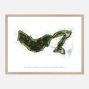 Der Kardinalkurs im Country Club von North Carolina in Pinehurst, North Carolina - Klassische Aquarellkarte | Golfspieler Geschenk, Golf Wandkunst