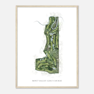 Mint Valley Golf Course, Washington - Klassieke aquarelkaart | Golfer cadeau, golf kunst aan de muur, golf poster print, baanindeling
