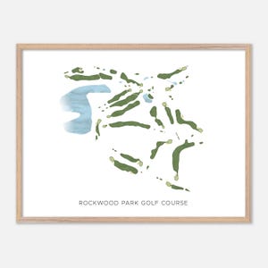 Parcours de golf de Rockwood Park, Canada - Carte aquarelle moderne | Cadeau golfeur, oeuvre d'art murale de golf, impression d'affiche de golf, aménagement du parcours