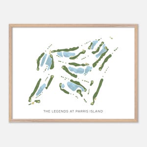 Les légendes de Parris Island à Port Royal, Caroline du Sud - Carte aquarelle moderne | Cadeau de golfeur, oeuvre d'art murale de golf, impression d'affiche de golf