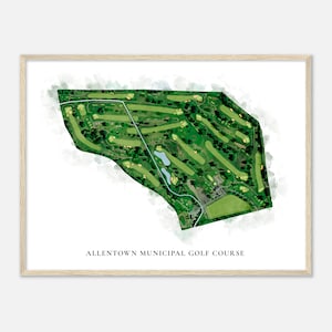Allentown Municipal Golf Course, Pennsylvania - Classic Watercolor Map | Golfer Gift, Golf Wall Art, Golf Poster Print, Course Layout