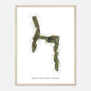 King's Deer Golf Course, Colorado - Klassieke aquarelkaart | Golfer cadeau, golf kunst aan de muur, golf poster print, baanindeling