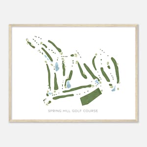 Spring Hill Golf Course, Alabama - Mapa moderno em aquarela | Presente para golfista, arte de parede de golfe, impressão de pôster de golfe, layout do campo
