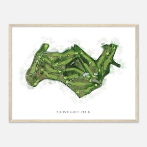 Boone Golf Club, North Carolina - klassische Aquarell Karte | Golfer Geschenk, Golf Wandkunst, Golf Poster Druck, Platz Layout