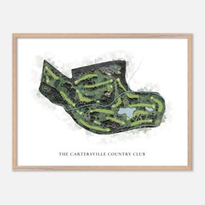 Der Cartersville Country Club in Cartersville, Georgia - Klassische Aquarell-Karte | Golfer Geschenk, Golf Wandkunst, Golf Poster Druck