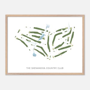 Le country club de Skenandoa à Clinton, New York - Carte aquarelle moderne | Cadeau golfeur, oeuvre d'art murale de golf, impression d'affiche de golf, aménagement du parcours