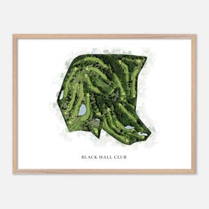 Black Hall Club in Old Lyme, Connecticut - Classic Watercolor Map | Golfer Gift, Golf Wall Art, Golf Poster Print, Course Layout