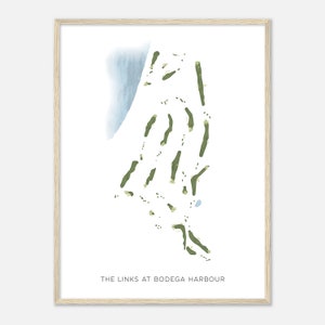 The Links at Bodega Hafen, Kalifornien - Moderne Aquarell Landkarte | Golfer Geschenk, Golf Wandkunst, Golf Poster Druck, Platz Layout