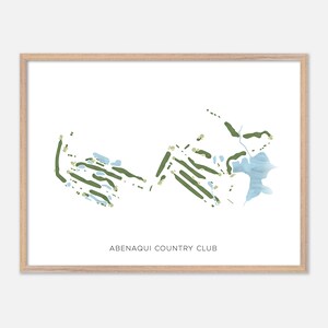 Abenaqui Country Club a Rye Beach, New Hampshire - Mappa moderna ad acquerello / Regalo per golfisti, Arte murale per golf, Stampa poster per golf, Layout del campo