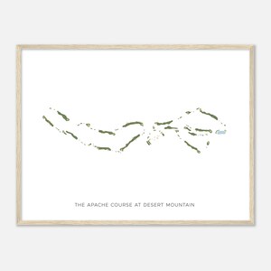 De Apache-cursus in Desert Mountain, Arizona - Moderne aquarelkaart | Golfer cadeau, golf kunst aan de muur, golf poster print, baanindeling