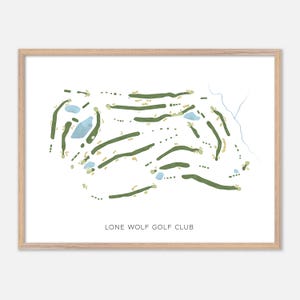 Lone Wolf Golf Club à , Canada - Carte aquarelle moderne | Cadeau golfeur, oeuvre d'art murale de golf, impression d'affiche de golf, aménagement du parcours