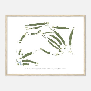 The Hill Course at Castlewood Country Club, California - Modern Watercolor Map | Golfer Gift, Golf Wall Art, Golf Poster Print