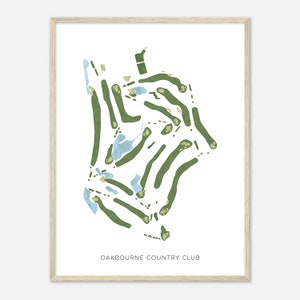 Oakbourne Country Club, Louisiana - Modern Watercolor Map | Golfer Gift, Golf Wall Art, Golf Poster Print, Course Layout