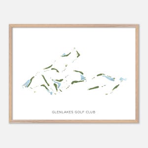 Glenlakes Golf Club à Foley, Alabama - Carte aquarelle moderne | Cadeau golfeur, oeuvre d'art murale de golf, impression d'affiche de golf, aménagement du parcours