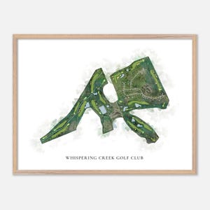 Whispering Creek Golf Club in Sioux City, Iowa - Classic Watercolor Map | Golfer Gift, Golf Wall Art, Golf Poster Print, Course Layout