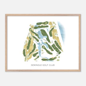 Seminole Golf Club in Juno Beach, Florida: moderne aquarelkaart | Golfcadeau, golfmuurkunst, golfposterprint, baanindeling