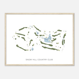 Snow Hill Country Club, Ohio - Mapa de acuarela moderno / Regalo de golfista, Arte de pared de golf, Impresión de carteles de golf, Diseño del campo