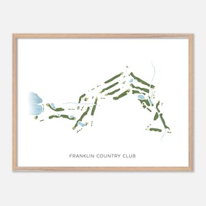 Franklin Country Club in Franklin, Massachusetts - Moderne Aquarell Landkarte | Golfer Geschenk, Golf Wandkunst, Golf Poster Druck, Platz Layout